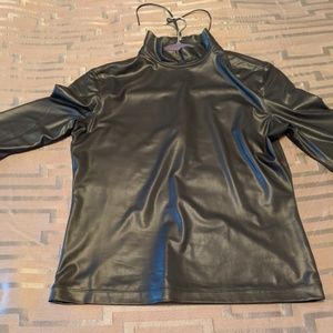 Leon Max Faux Leather back zip turtleneck